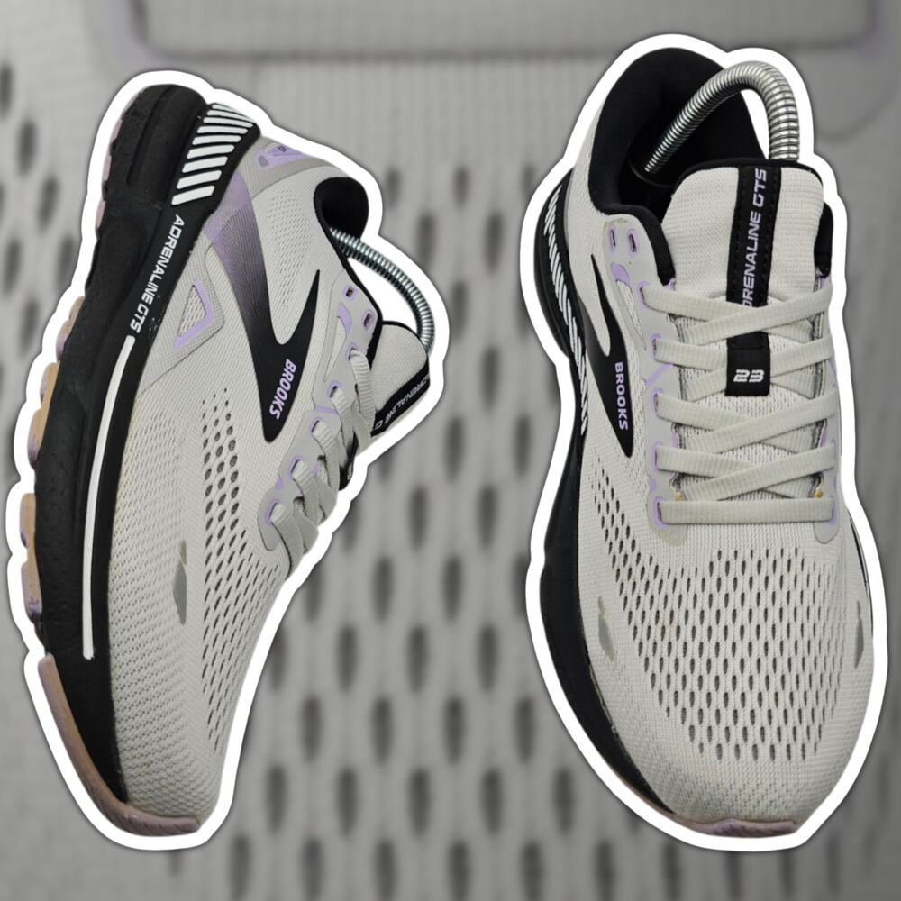 Brooks Adrenaline GTS 23 Womens 9 Grey Black Purple Running Shoes Medium B Shoes